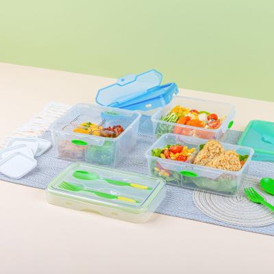 China Microwavable PP Food Storage Container With 4 Mini Containers PP Lid Square 1150ml for sale