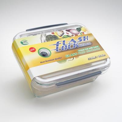 China Microwavable Glass Food Storage Container With Lid 1730 Ml Rectangular Tritan Valve for sale