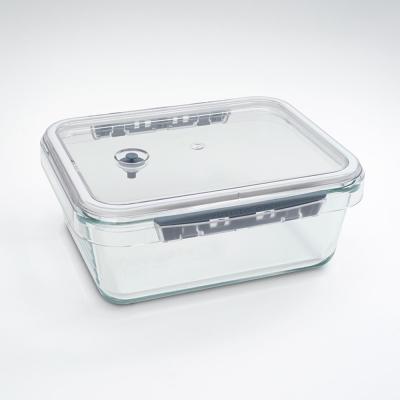 China Microwavable Glass Food Storage Container With Lid 1730 Ml Rectangular Tritan Valve for sale