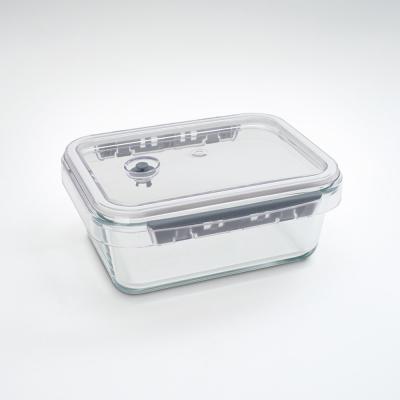 China Microwavable Glass Food Storage Container With Lid 970 Ml Rectangular Tritan Valve for sale