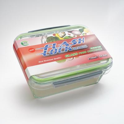 China Microwavable Glass Food Storage Container With Tritan Lid 1730 Ml Rectangular for sale