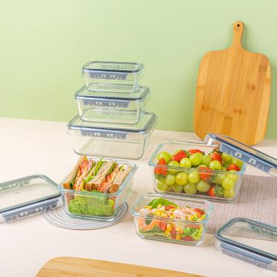 China Microwavable Glass Food Storage Container With Lid 900 Ml San Rectangular for sale