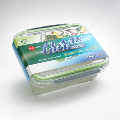 China Microwavable Glass Food Storage Container With Lid 1730 Ml San Rectangular for sale