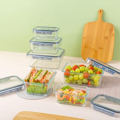 China Microwavable Glass Food Storage Container With Tritan Lid 405 Ml Rectangular for sale