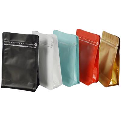 China Custom Moisture Proof Quadruple Packing Coffee Food Bag Zipper Aluminum Foil Block Bottom Stand Up Pouch for sale