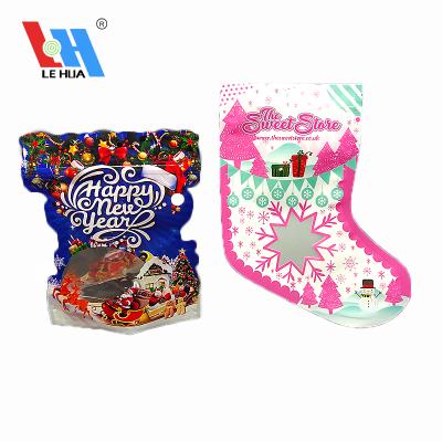 China Food Packaging Bag Plastic Paper Stand Up Special Shaped Zipper Pouching Mylar Food Bags With Ziplock And Clear Window for sale