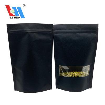 China Black Kraft Paper Moisture Proof Food Grade Stand Up Pouch Tea Snack Coffee Beans Zip Lock Packaging Bag for sale