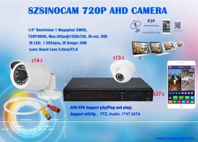 China 720P HD AHD OV9712 + NVP2431H Analog CCTV Camera with AHD Digital Video Recorder for sale