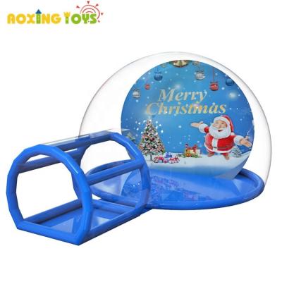 China PVC Advertising Inflatables Outdoor Transparent Christmas Snow Globe Inflatable Bubble Tent With Vent Bottom for sale