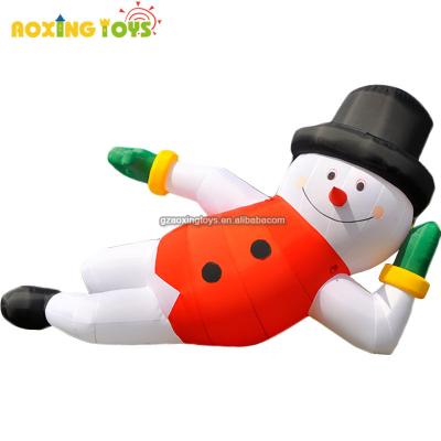 China Oxford/PVC 6m Outdoor Giant Christmas Snowman Inflatable Cartoon Advertising Lying Decoration For Sale With Air Blown for sale