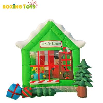 China Oxford 3m High Inflatables Christmas Advertising Inflatable Santa Toy Museum Cartoon House For Holiday Event for sale