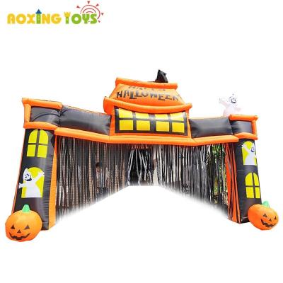 China Oxford Outdoor Advertising Inflatables Giant Inflatable Halloween Ghost Pumpkin Arch Decoration For Party Festival Event for sale