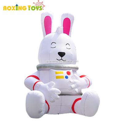 China PVC/oxford Advertising Inflatables Giant Outdoor Decoration Inflatable Space Rabbit Cartoon Balloon For Store Promotion for sale