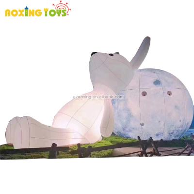 China Oxford Giant LED Lighting Inflatable Moon Balloon with Rabbit Cartoon Pattern for Outdoor Festival Advertising Decoration for sale