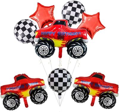 China Wedding Birthday Party Wedding 9PCS Birthday Party Monster Truck Foil Balloons for Kids Birthday Baby Shower Race Car Theme Party Decorations for sale