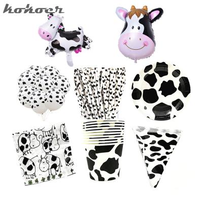 China Birthday Party Theme Cow Farm Soup Dish Baby Shower Balloon Decoration Cow Paper Disposable Party for sale