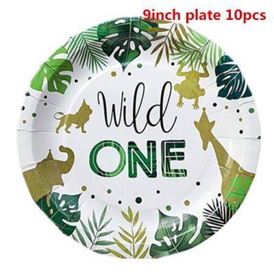 China 2020 Paper Animal Disposable Tableware Wild Animal Disposable Tableware Theme Paper Birthday Party Decorations Bombs Cups Straws for sale