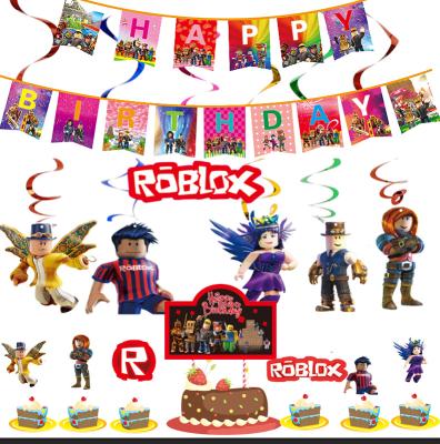 China Kids Sandbox Play Theme Happy Birthday RO-blox Party Paper Paper Supplies for Kids Birthday Party Decorations for sale