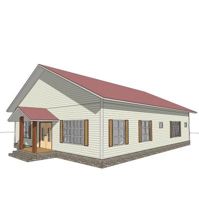 China Small and cheap modern micro economic three room sandwich panel house, family prefab house, modern farmhouse for sale