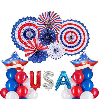 China High Quality 4th of July Party Patriotic Decorations Set American Flag Star Banners Balloons Independence Day Balloons Set for sale