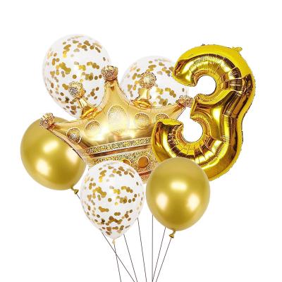 China High Quality Birthday Balloon Rose Gold 1 2 3 4 5 6 7 8 9 Mylar Balloon Wedding Anniversary Foil Number Balloons Crown for sale