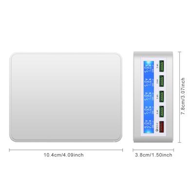 China QC3.0 Good Quality 5USB Port Phone Charger Station Adapter with LCD Display for Cream and Mobile Phone for sale