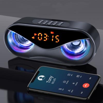 China 2021New Fashion Visual Sound Light RGB Loudspeaker LED Display Alarm Clock Wireless Speaker With FM Radio for sale