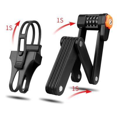 China Compact And Easy To Carry Durable Alloy Steel Foldable Bike Lock 4-Digit Password Combination Hard Anti-theft Bicycle Lock for sale