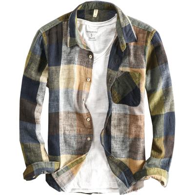 China New Leisure Breathable Loose Plaid Youth Trend Canvas Shirt Canvas Coat for sale