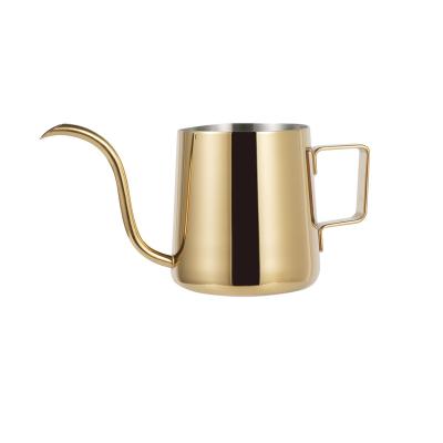 China New Mini Fashion Style Gooseneck Coffee Hot Drip Kettle Stocked Selling Stainless Steel Spill Over Coffee Kettle for sale