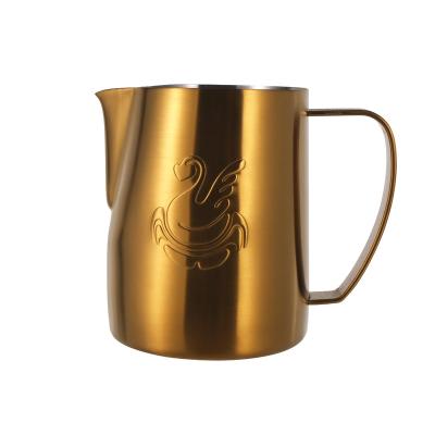 China Wholesale Stocked 600ml Stainless Steel Milk Jug Coffee Steaming Pitcher Measuring Coffee Frothing Pitcher Jug for sale