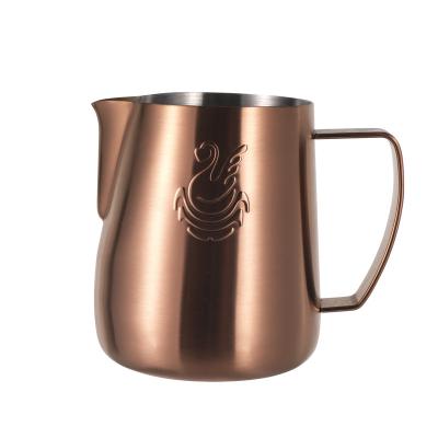 China 400ml Stainless Steel Measuring Cup Metal Pull Cup Bartender Frother Pitcher Latte Stocked Coffee Frothing Milk Jug for sale