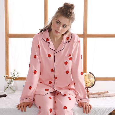 China Women 2 Pcs Pajama Set Breathable Winter Long Sleeve High Quality Button Down Pajamas for sale