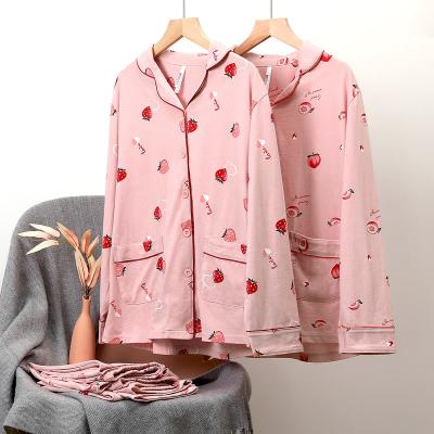 China Soft And Comfortable Small Piping Lapel Breathable Simple Cartoon Printed Women's Long Sleeve Suit for sale