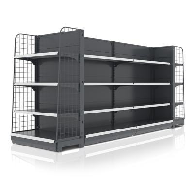 China Guangzhou Hongran Supplier Double Sided Metal Supermarket Shelves Double Side Combo Equipment Store Rack With Good Sale for sale