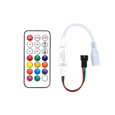 China Pixel Led Strip Lighting 5V 12V 24V Radio Output SPI Signal Mini Pixel LED Controller With RF 21 Keys Remote For SPI LED Strip Lights for sale