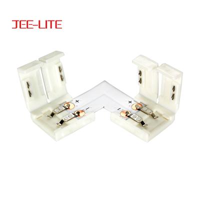 China PCB 10mm 2Pin L Shape Single Color Led Strip Connector for sale