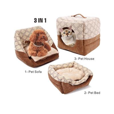 China Cheap Sustainable Professional Manufacture Foldable 3 In1 Pet Bed Sofa Pet House for sale