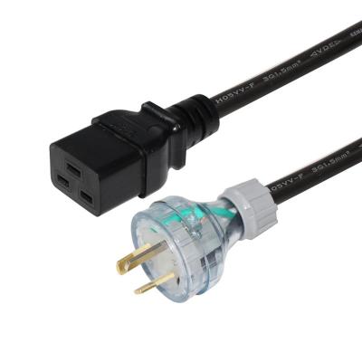 China Home Appliance 2M Power Cable Plug with IEC C19 to AS NZL Australian New Zealand 3 Pin Plug 15A 250V Power Supply for sale