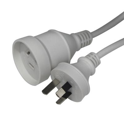 China Electrical Home Appliance Power Cord Extension Supply 1M White Australia Ac Cable Saa 3 Pin Plug Male To Female for sale