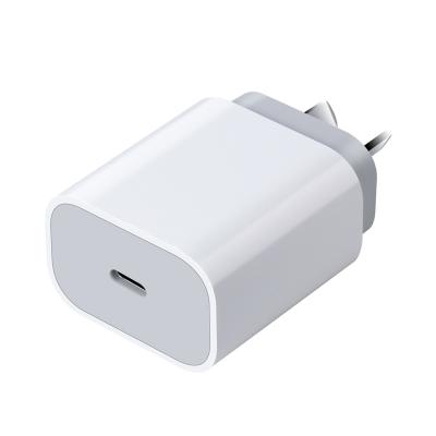 China Plug In USB-C Wall Charger PD 20W Adapter White QC 3.0 Single Left Australian Quick Charge USB Type-C for sale