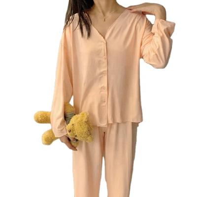 China The high sense of breathable women's pure color pajamas in the spring and autumn women's sleepwear for sale