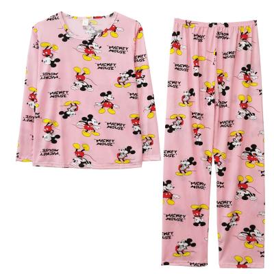 China Spring and autumn Korean women's breathable pajamas, long-sleeved pants, two-piece home sleepwear for sale