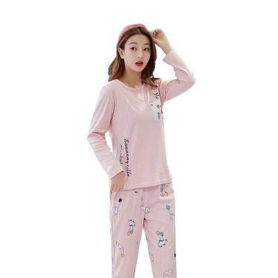 China Ladies breathable thin pajamas, long-sleeved pants, two-piece, cartoon style home sleepwear for sale