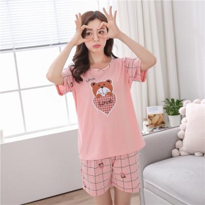 China QUICK DRY short-sleeved summer short-sleeved women's pajamas cartoon Korean version of the ladies home service women's loose suit for sale