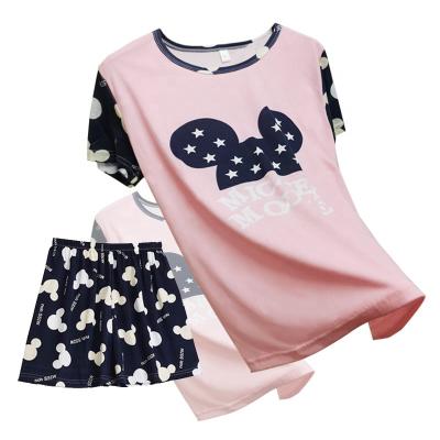 China Mickey Pajamas Women Summer Thin QUICK DRY Warm Female Short Sleeve Shorts Little Star Casual Home Wear for sale