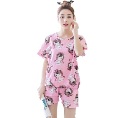 China Little girl QUICK DRY pajamas summer female shorts sleeved shorts pink ladies soft home service two-piece suit for sale