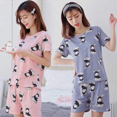 China QUICK DRY Cherry Summer Female Pajamas Female Short Sleeved Shorts Shirt Female Student Pajamas 2 Pieces Suit for sale