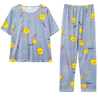 China Summer breathable border wholesale spring and autumn suit home use two-piece pajamas new handsome round neck short sleeve pants for sale