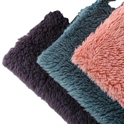 China Shu Velveteen Pile Plush Fabric Anti-Static Knit Polyester Faux Fur Two Sided Sherpa Shu Velveteen Fabric for sale